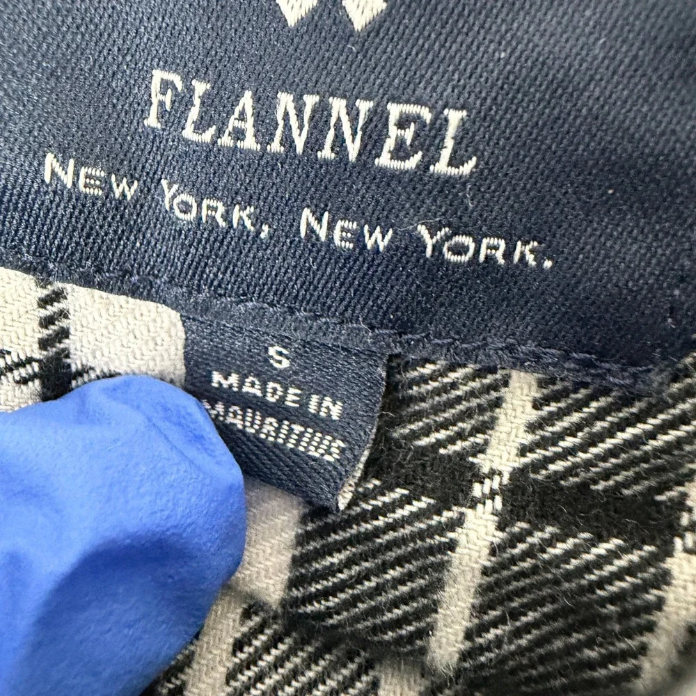 J.Crew Flannel Shirt‎ Mens S Black White Plaid Checkered Slim Fit Long Sleeve